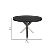 Emi 47 Inch Round Dining Table- X- Cross Metal Base- Black Wood- Silver
