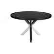 Emi 47 Inch Round Dining Table- X- Cross Metal Base- Black Wood- Silver