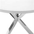 Emi 47 Inch Round Dining Table- X- Cross Brushed Steel- White Wood