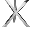 Emi 47 Inch Round Dining Table- X- Cross Brushed Steel- White Wood