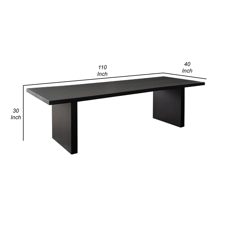 Somy Dining Table- Wide Panel Legs- Classic Black Mango Wood- 80 Inch