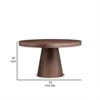 John 53 Inch Dining Table- Walnut Brown Round Wood Top- Padestal Base