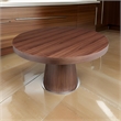 John 53 Inch Dining Table- Walnut Brown Round Wood Top- Padestal Base