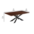 Ren 81 Inch Dining Table- Rectangular Top- Cross Base- Walnut Brown- Black