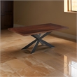 Ren 81 Inch Dining Table- Rectangular Top- Cross Base- Walnut Brown- Black
