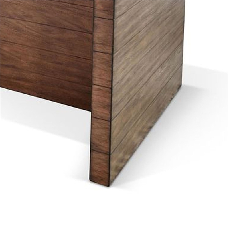 Wedy Dining Table- 86 Inch Rectangular Top- Dark Brown Wood Block Base