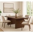 Wedy Dining Table- 86 Inch Rectangular Top- Dark Brown Wood Block Base