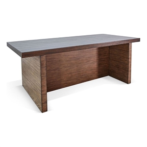Wedy Dining Table- 86 Inch Rectangular Top- Dark Brown Wood Block Base
