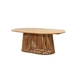 Lev Dining Table- 79 Inch Oval Top- Pedestal Base- Natural Brown Wood