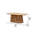 Lev Dining Table- 79 Inch Oval Top- Pedestal Base- Natural Brown Wood