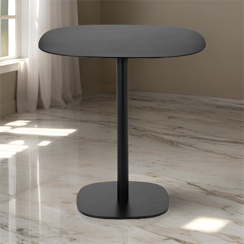 Liki 28 Inch Bistro Dining Table- Round Top and Base- Modern Black Metal