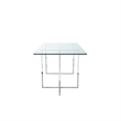 Nisa 71 Inch Dining Table- Tempered Glass Rectangular Top- Chrome Metal