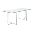 Nisa 71 Inch Dining Table- Tempered Glass Rectangular Top- Chrome Metal