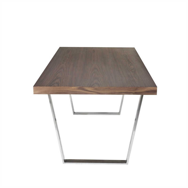 Ien 71 Inch Dining Table- Rectangular Top- Open Metal Panel- Walnut Brown