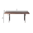 Ien 71 Inch Dining Table- Rectangular Top- Open Metal Panel- Walnut Brown