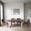 Ien 71 Inch Dining Table- Rectangular Top- Open Metal Panel- Walnut Brown