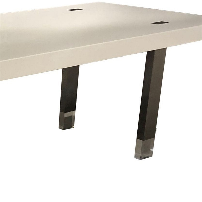Cid Joe 95 Inch Dining Table- Rectangular- Metal- High Gloss White Finish