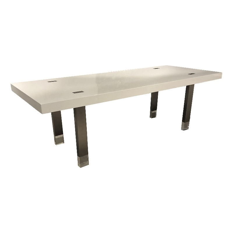 Cid Joe 95 Inch Dining Table- Rectangular- Metal- High Gloss White Finish