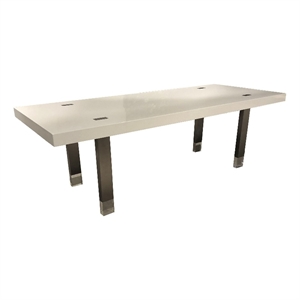 Cid Joe 95 Inch Dining Table- Rectangular- Metal- High Gloss White Finish