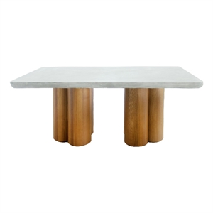 Cid Ziv 71 Inch Dining Table- Rectangular Gray Faux Concrete- Pillar Base