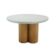 Cid Ziv 47 Inch Dining Table- Gray Faux Concrete Round Top- 3 Pillar Base
