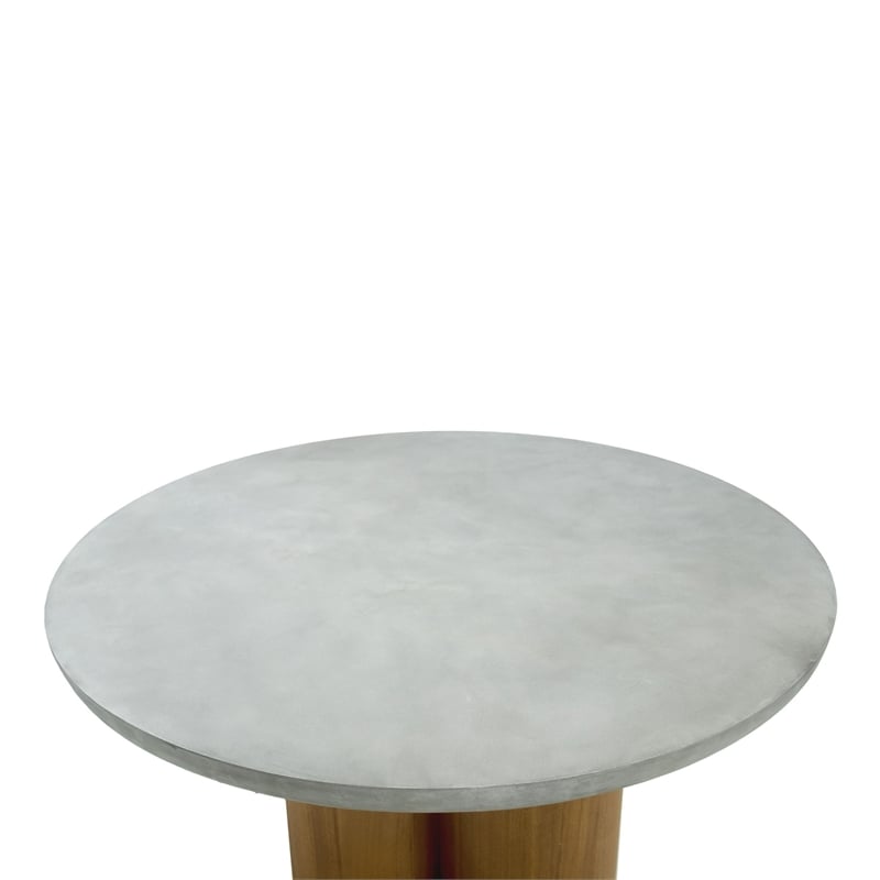 Cid Ziv 47 Inch Dining Table- Gray Faux Concrete Round Top- 3 Pillar Base