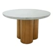 Cid Ziv 47 Inch Dining Table- Gray Faux Concrete Round Top- 3 Pillar Base