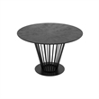 47 Inch Dining Table- Round Top- Modern Black Iron Metal Pedestal Base