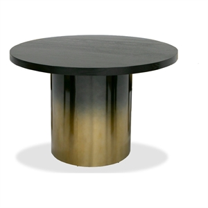 Cid Vito 47 Inch Dining Table- Round Top- Steel Pedestal Base- Black Wood