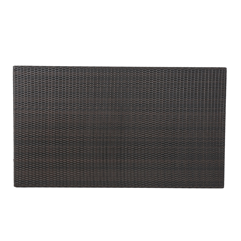 Sanie Outdoor Dining Table- 59 Inch Top- Iron Frame- Brown Resin Wicker