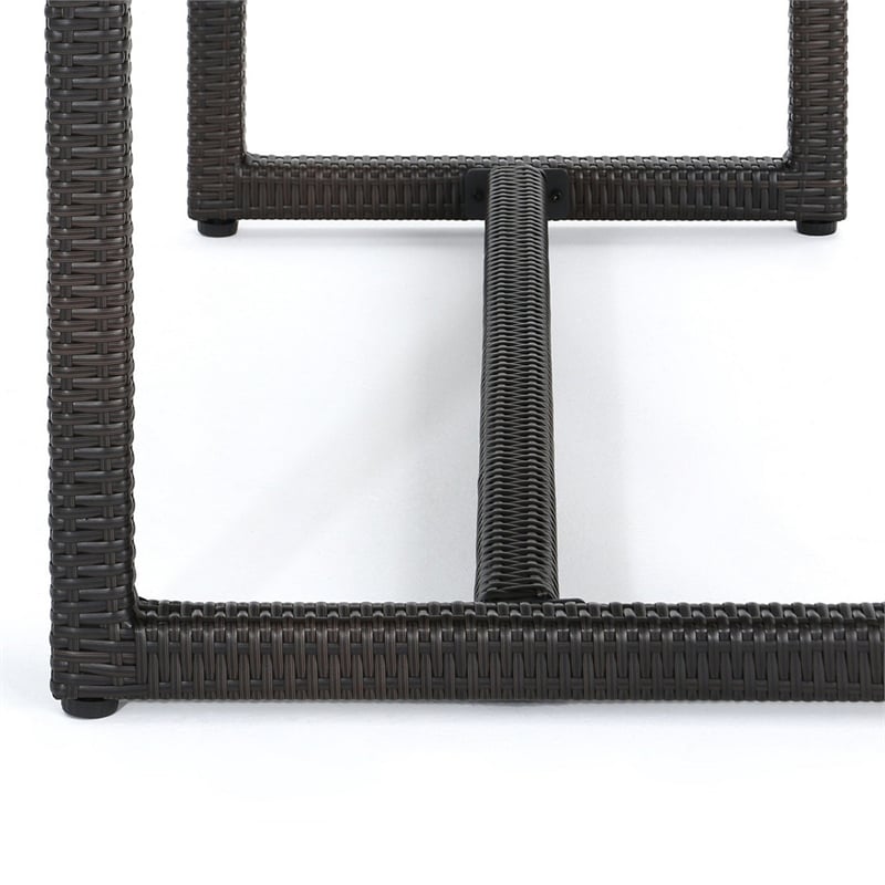 Sanie Outdoor Dining Table- 59 Inch Top- Iron Frame- Brown Resin Wicker