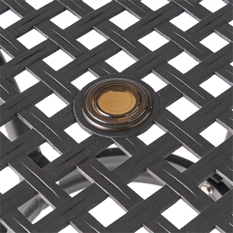 Cay Outdoor Dining Table- 40 Inch Square Top- Black Lattice Metal Design