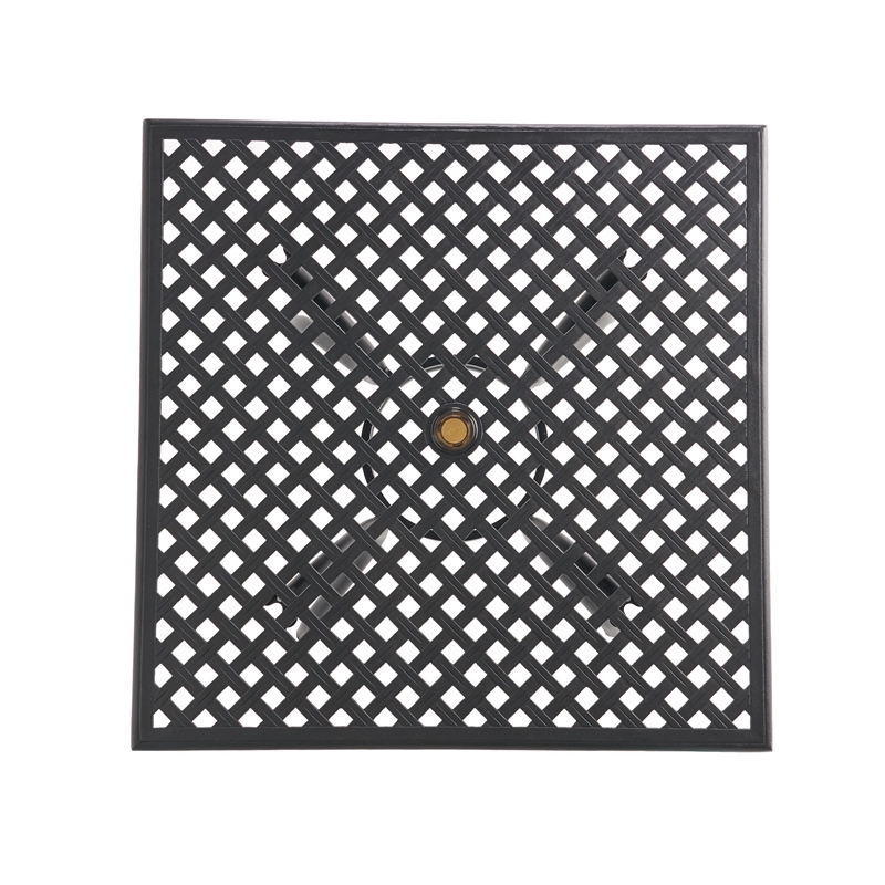 Cay Outdoor Dining Table- 40 Inch Square Top- Black Lattice Metal Design