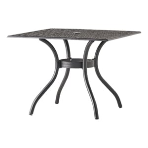 Cay Outdoor Dining Table- 40 Inch Square Top- Black Lattice Metal Design