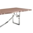 Ady Dining Table- 43x95 Walnut Top- Modern Chrome Steel Abstract Base