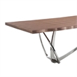 Ady Dining Table- 43x95 Walnut Top- Modern Chrome Steel Abstract Base