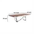 Ady Dining Table- 43x95 Walnut Top- Modern Chrome Steel Abstract Base