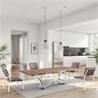 Ady Dining Table- 43x95 Walnut Top- Modern Chrome Steel Abstract Base