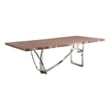 Ady Dining Table- 43x95 Walnut Top- Modern Chrome Steel Abstract Base
