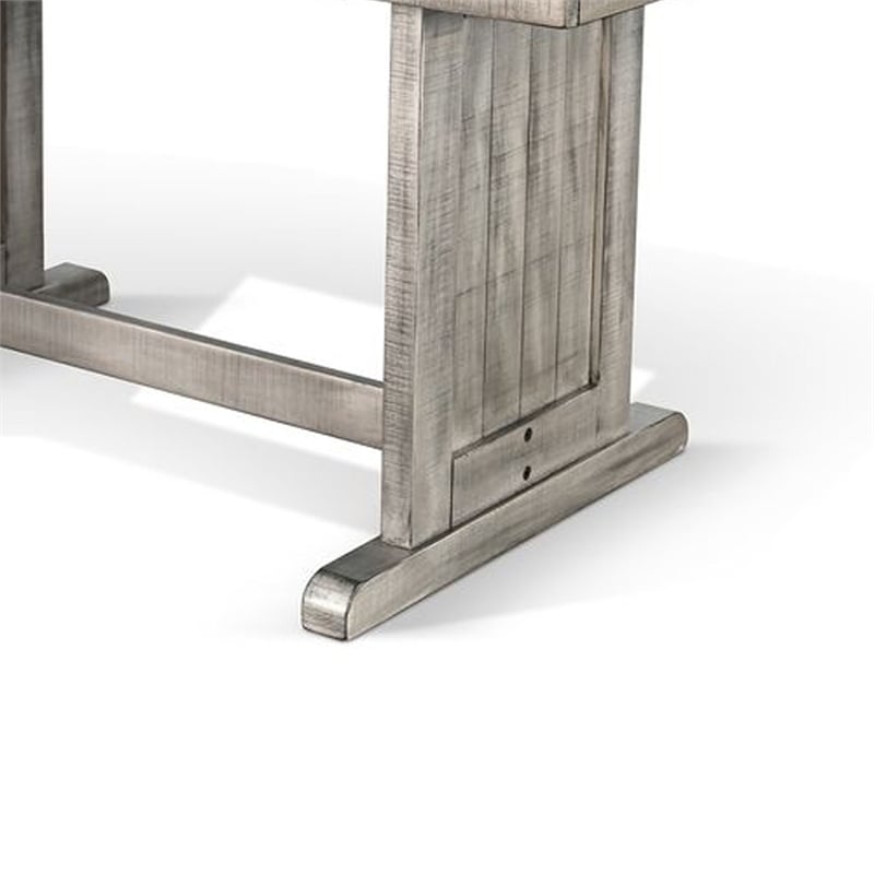 Zeka Dining Table- 60 Inch Top- Double Pedestal- Gray Solid Wood