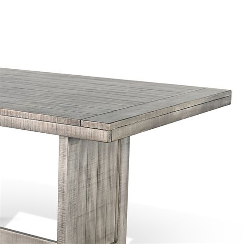 Zeka Dining Table- 60 Inch Top- Double Pedestal- Gray Solid Wood