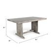 Zeka Dining Table- 60 Inch Top- Double Pedestal- Gray Solid Wood