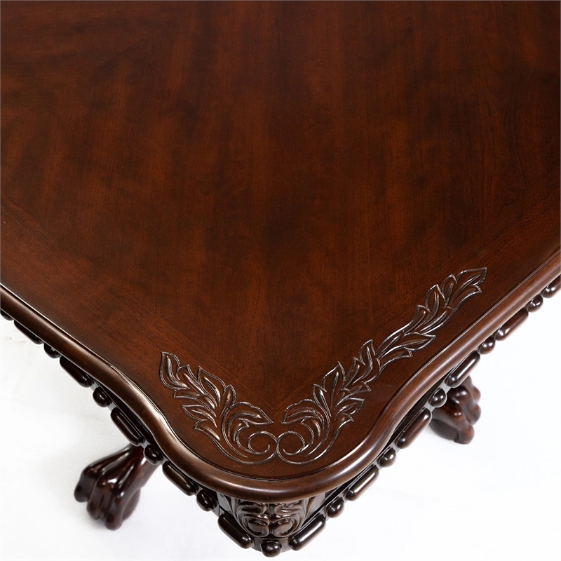 Mina Dining Table- 71-89 Inch Extendable Rectangular Top- Cherry Brown