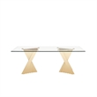 Cid Boky Dining Table- 87 Inch Top- Gold Stainless Steel Artisan Base