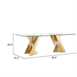 Cid Boky Dining Table- 87 Inch Top- Gold Stainless Steel Artisan Base