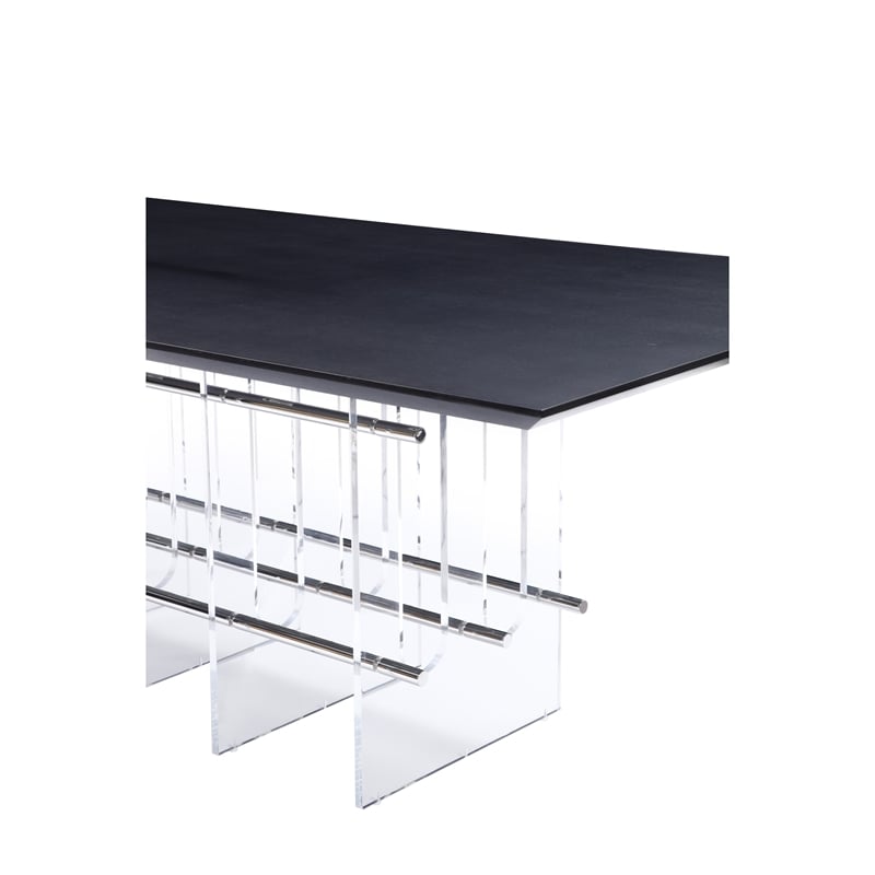 Cid Invo Dining Table- Black Oak Veneer- Acrylic and Steel Base- 94 Inch