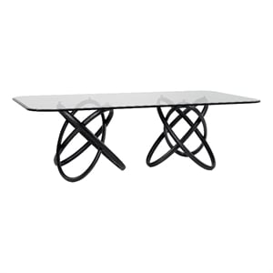 Cid Ason Dining Table- Black- Rectangular 94 Inch Tempered Glass Top
