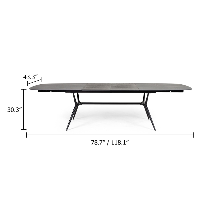 Cid Julie Dining Table- 79-118 Inch Extendable Black Ash Ceramic Top