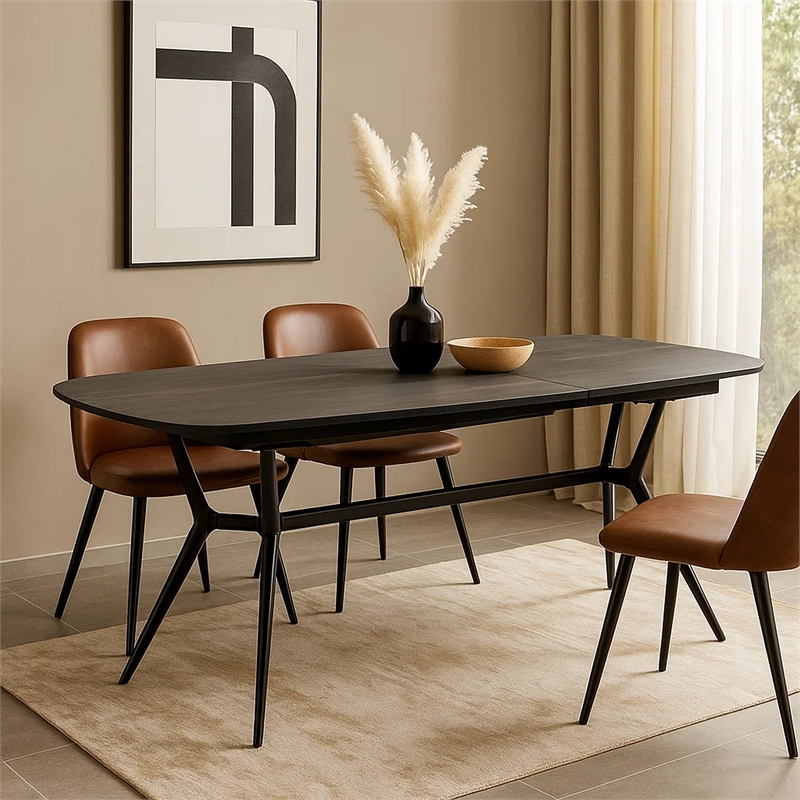 Cid Julie Dining Table- 79-118 Inch Extendable Black Ash Ceramic Top