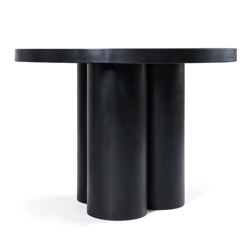 Cid Run Dining Table- Black Concrete Abstract Base- Round 43 Inch